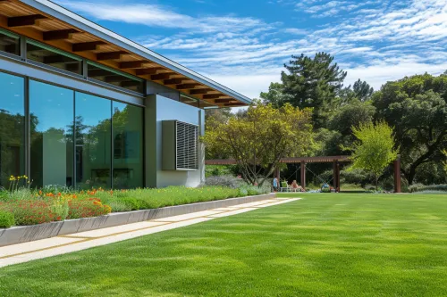 Système de pompe à chaleur réversible en mode chauffage et climatisation pour maison individuelle