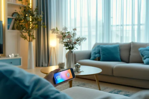 Application mobile affichant les commandes de température et programmation d'une climatisation sur smartphone